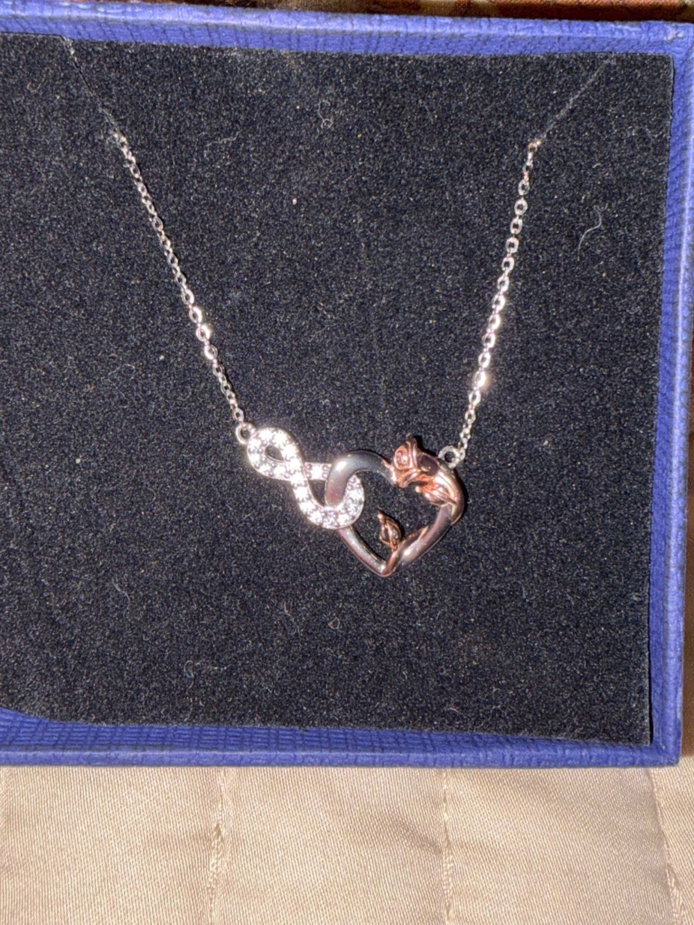 9.25 sterling silver and rose gold rose necklace